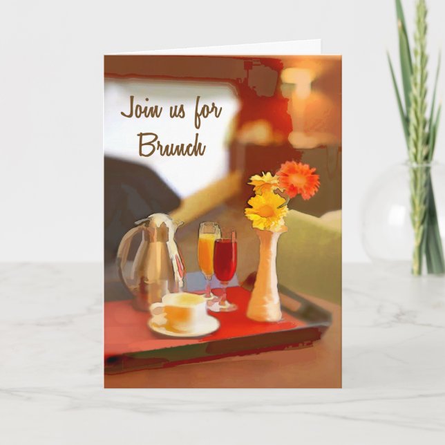 Coffee service on a Tray Join for Brunch Invitation (Front)
