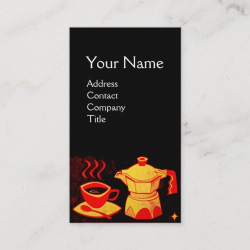 COFFEE SHOP BAR Red Yellow Coffee cup coffeepot Business Card