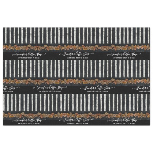 Coffee Shop Beans Striped Script Typography Chalk Tissue Paper