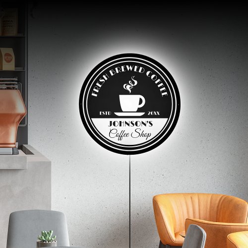 Coffee Shop Black and White LED Sign
