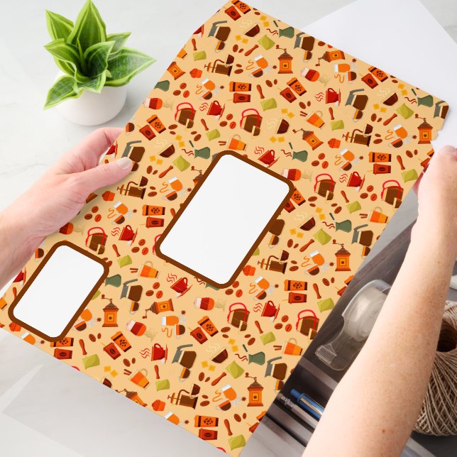 Coffee Shop Brewing Pattern Business Labeled Envelope Mailers (Desk)