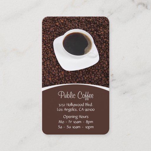 Customizable Coffee Cup &amp; Beans Business Card