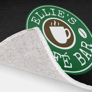 Coffee shop business logo custom indoor rug