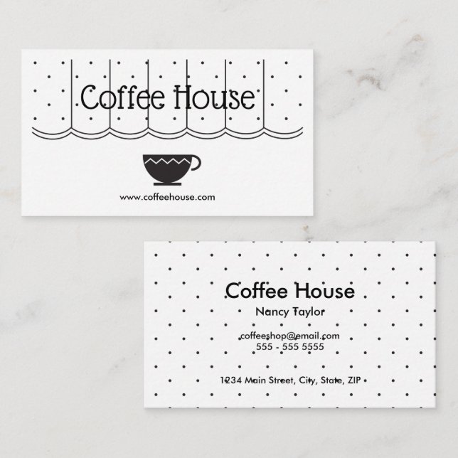 Coffee Shop Cafe Canopy Cup Simple Business Card (Front/Back)