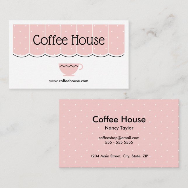 Coffee Shop Cafe Canopy Cup Simple Business Card (Front/Back)
