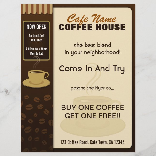 Coffee Shop Cafe Coffee Cup Flyers and Coffee Menu (Front)