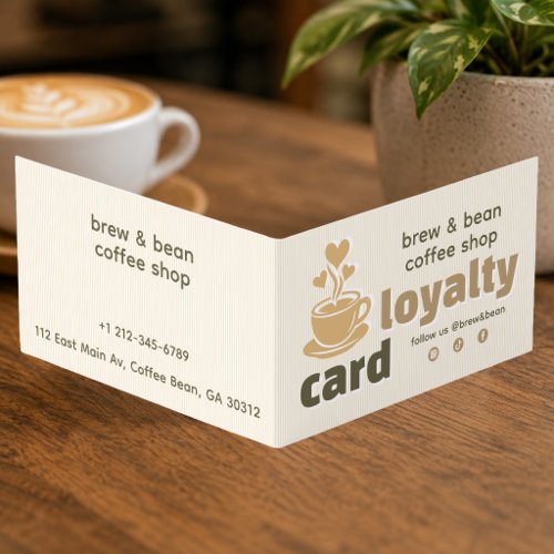 Coffee Shop Cafe Cup with Heart Steam Loyalty Business Card