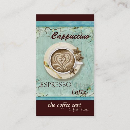 Coffee Shop Cappuccino, Espresso n Latte cards Business Card Template