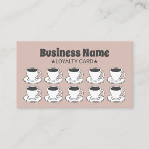 Coffee Shop Coffee Cups Pink Customer Loyalty Card