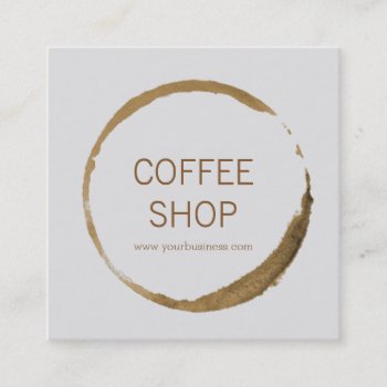 Coffee Shop - Coffee Stain Square Business Card by Frankipeti at Zazzle