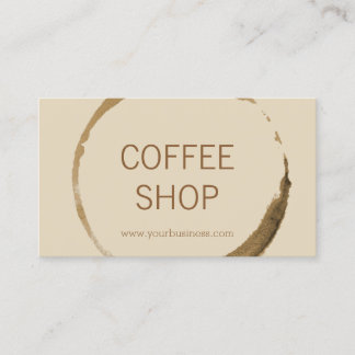 Coffee Shop - coffee stain with Beige Background Business Card