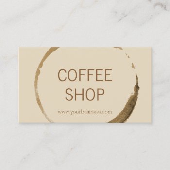 Coffee Shop - Coffee Stain With Beige Background Business Card by Frankipeti at Zazzle