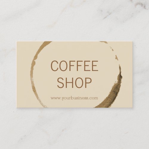 Coffee Shop _ coffee stain with Beige Background Business Card