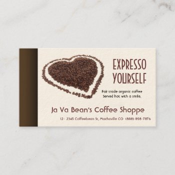 Coffee Shop Coffeebeans Heart Business Card by CountryCorner at Zazzle