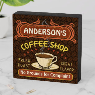 Coffee Shop Coffeehouse Cafe Beans Personalized Wooden Box Sign