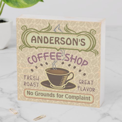 Coffee Shop Coffeehouse Cafe Lt Beans Personalized Wooden Box Sign