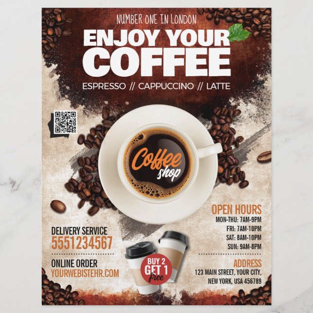 Coffee Shop / Coffeehouse (Template) Flyer (Front)