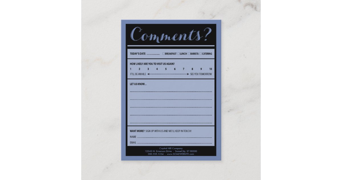 coffee shop comment card Zazzle