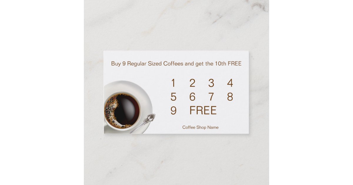 Coffee Shop Customer Loyalty Drink Cards | Zazzle