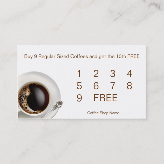 Coffee Shop Customer Loyalty Drink Cards (Back)