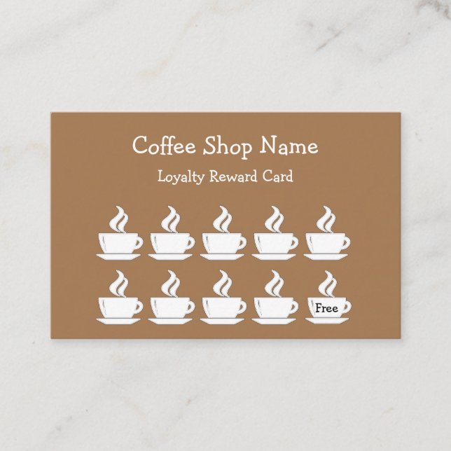 Coffee Shop Customer Rewards Bulk Business Cards (Front)