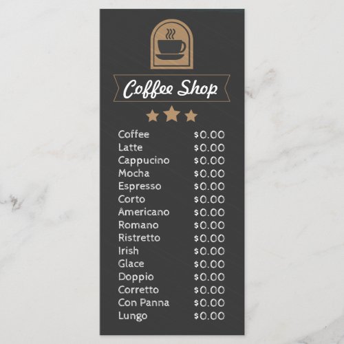 Coffee Shop customizable add photo menu template