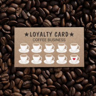 Coffee Shop Cute Cups Rustic Kraft Coffee Loyalty