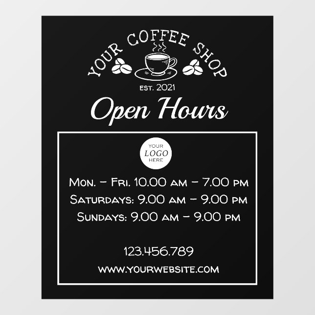 Coffee shop decal sign with logo- window clings (Sheet)