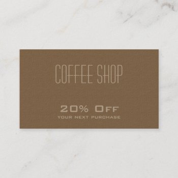 Coffee Shop  Discount Coupon Card by Frankipeti at Zazzle