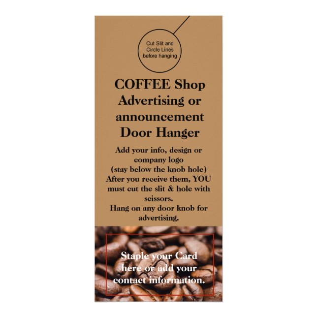 COFFEE Shop Door Hanger Brochure Flyer Hanger Rack Card (Front)