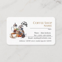 coffee shop editable business cards
