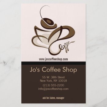 Coffee Shop Flyer With Menu by SharonCullars at Zazzle