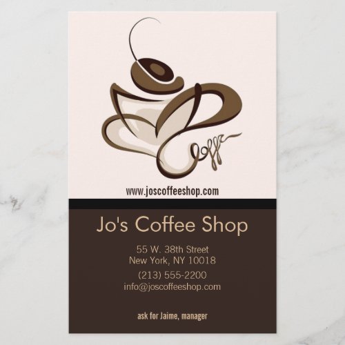 coffee shop flyer with menu