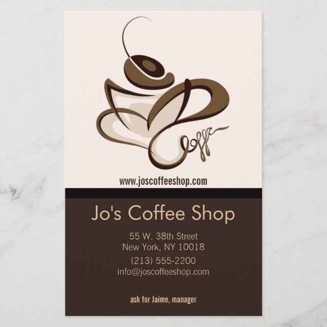 coffee shop flyer with menu (Front)