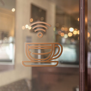 Coffee Shop Free WIFI Network Password Brown Window Cling