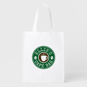 Coffee shop grocery bags with custom logo