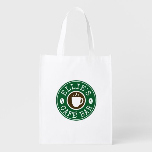 Coffee shop grocery bags with custom logo