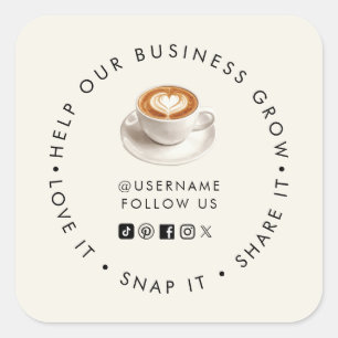 Coffee Shop Help our Business Grow Social media Square Sticker