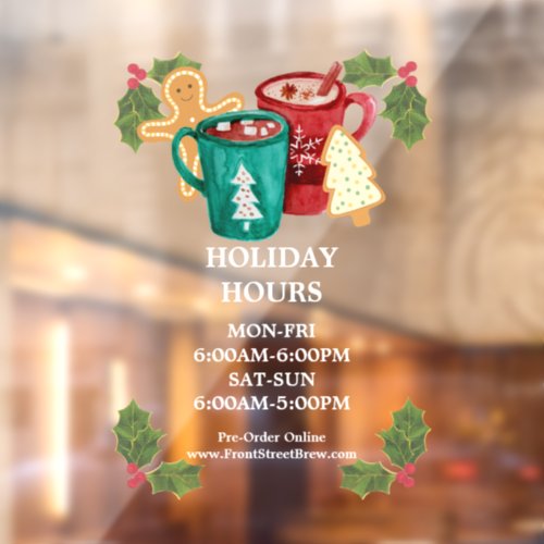 Coffee Shop Holiday Hours Window Cling