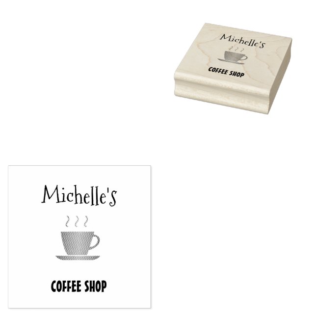 Coffee shop hot cup silhouette rubber stamp (Stamped)
