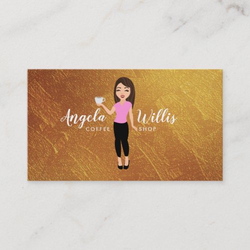 Coffee Shop lady logo Business Cards