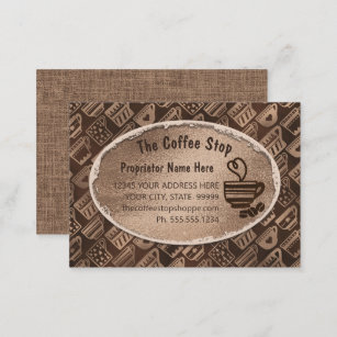 Coffee Shop Latte Mug Art Beans Chocolate Brown  Business Card