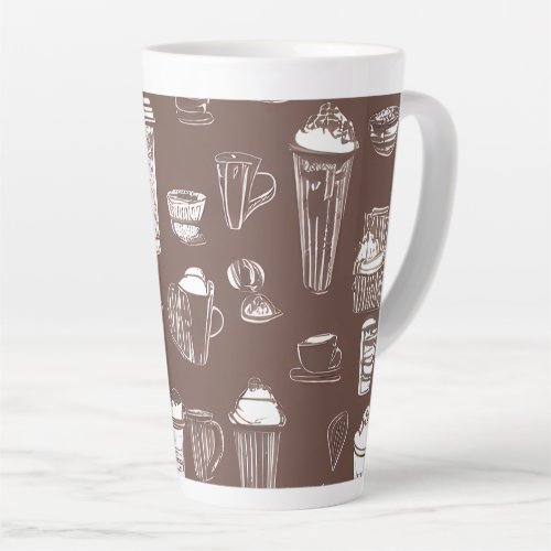 Coffee Shop Latte on Coffee_Colored Background Latte Mug