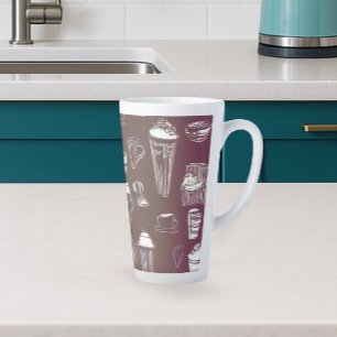 Coffee Shop Latte on Coffee-Colored Background Latte Mug