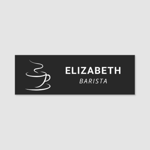 Coffee Shop Logo Black Name Tag