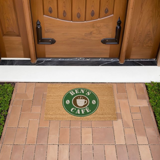 Coffee shop logo coir fiber doormat for business (Insitu (Outdoor))