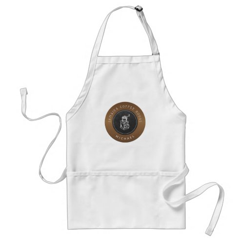 Coffee shop logo elegant gold copper circle adult apron