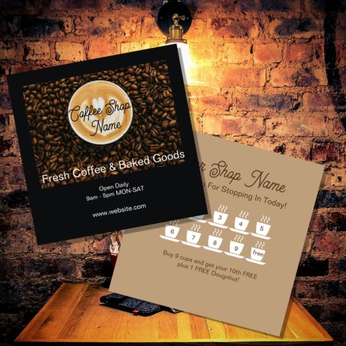 Coffee Shop Loyalty Card | Cafe Rewards Punch Card