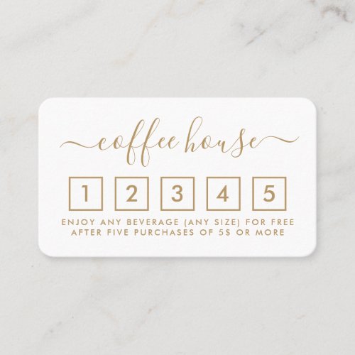 Coffee Shop Loyalty Card _ Gold  White