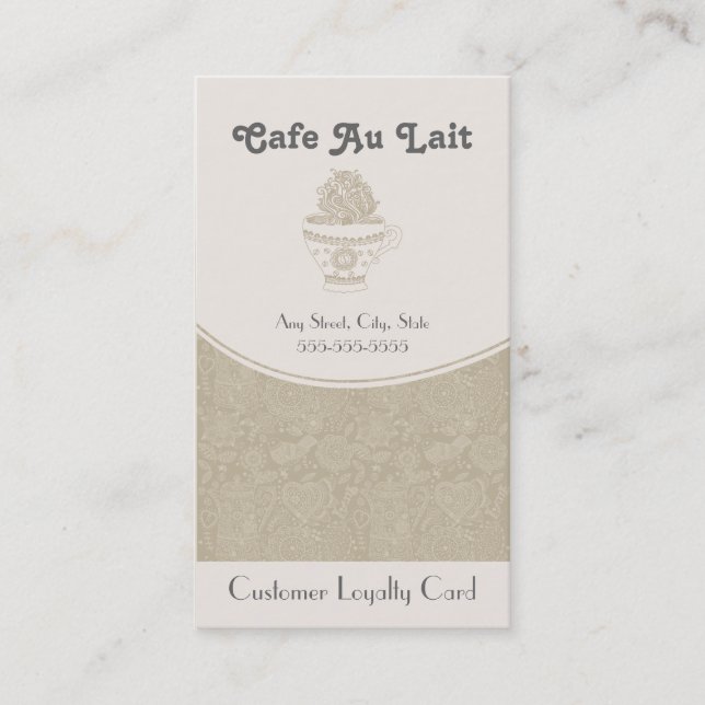 Coffee Shop Loyalty Punch Card Business Card (Front)